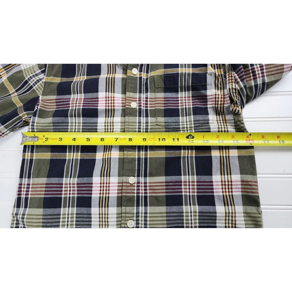 Gymboree Boys‎ Button Down Plaid Shirt Size 7/8 Medium Long Sleeve Green Navy